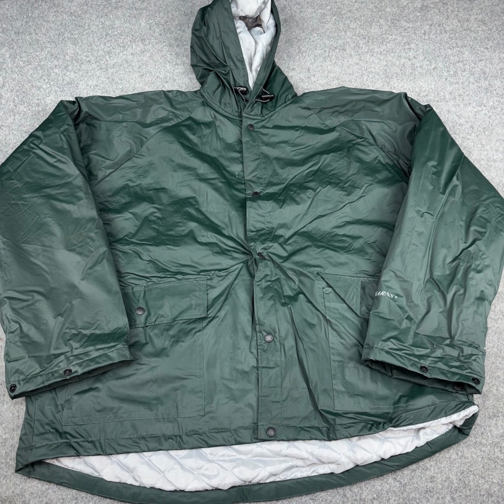 Stearns Dry Wear Rain Jacket Mens 2XL Green Insulated Hooded Parka Fishing Coat